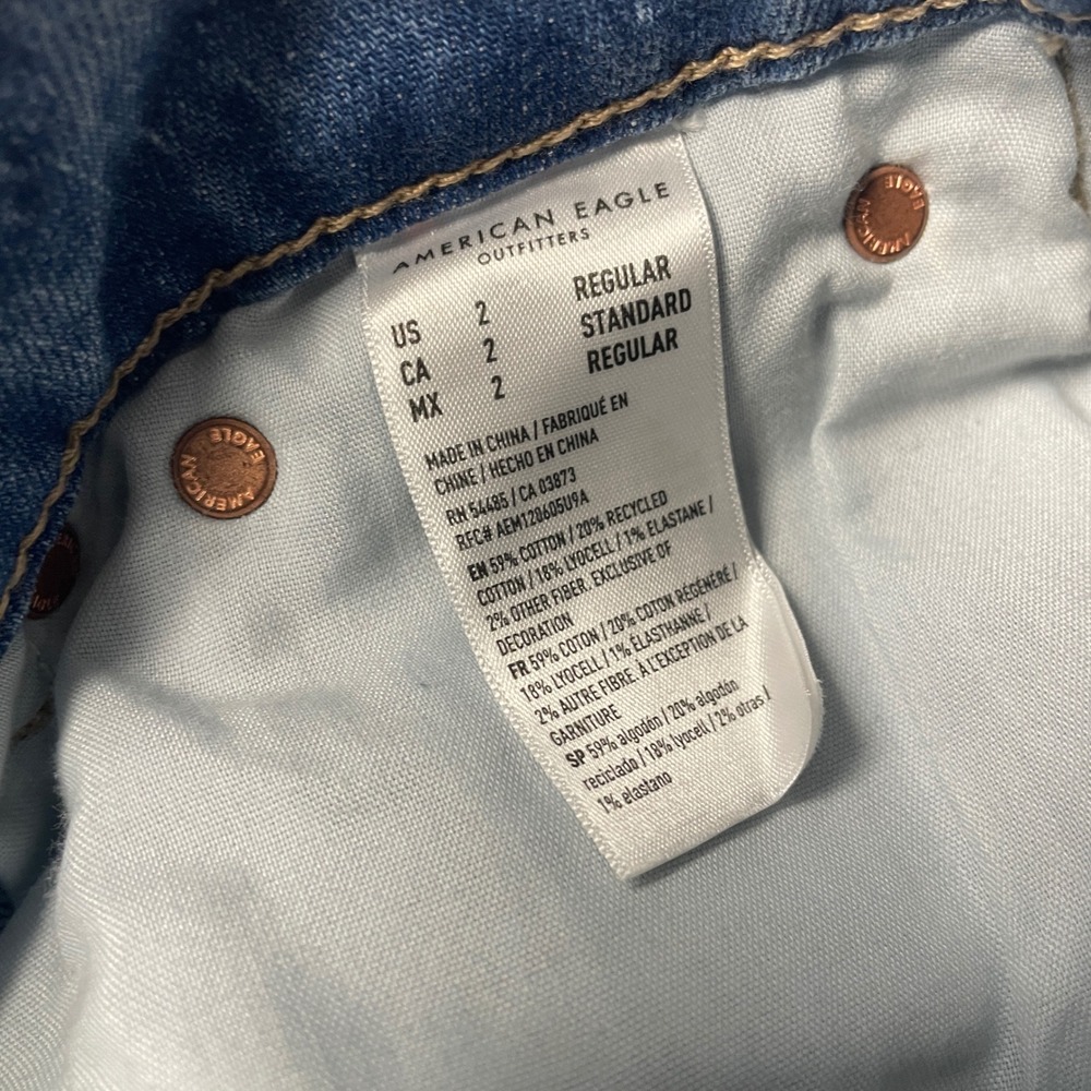 American Eagle Baggy Wide Leg Jeans Womens 2 Blue Super High-Rise Dreamy Drape - Picture 9 of 12